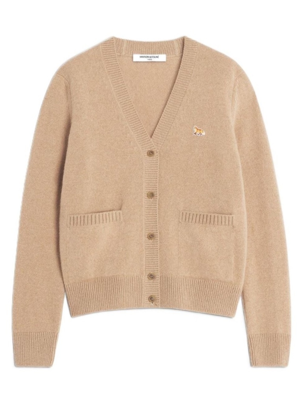 MAISON KITSUNÉ PARIS | Women's Natural Maison Kitsuné Baby Fox Boxy Cardigan